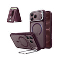 iPhone 18 Pro Classic Hybrid Magnetic Case with Camera Control and Flex Stand, Plus Geo Wallet Stand Bundle - Burgundy