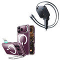 iPhone 18 Pro Max Classic Hybrid Magnetic Case with Camera Control and Flex Stand, Plus Xtend 100W Retractable Car Charger Bundle - Clear
