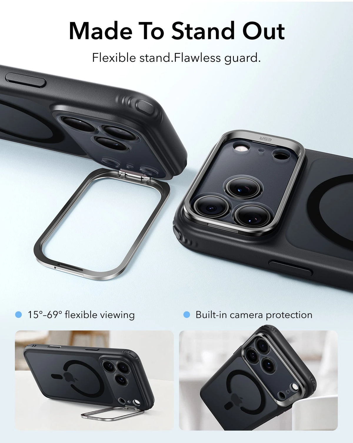 Frosted Black iPhone 18 Pro Max Magsafe Slim Phone Case with Stand Made To Stand Out
