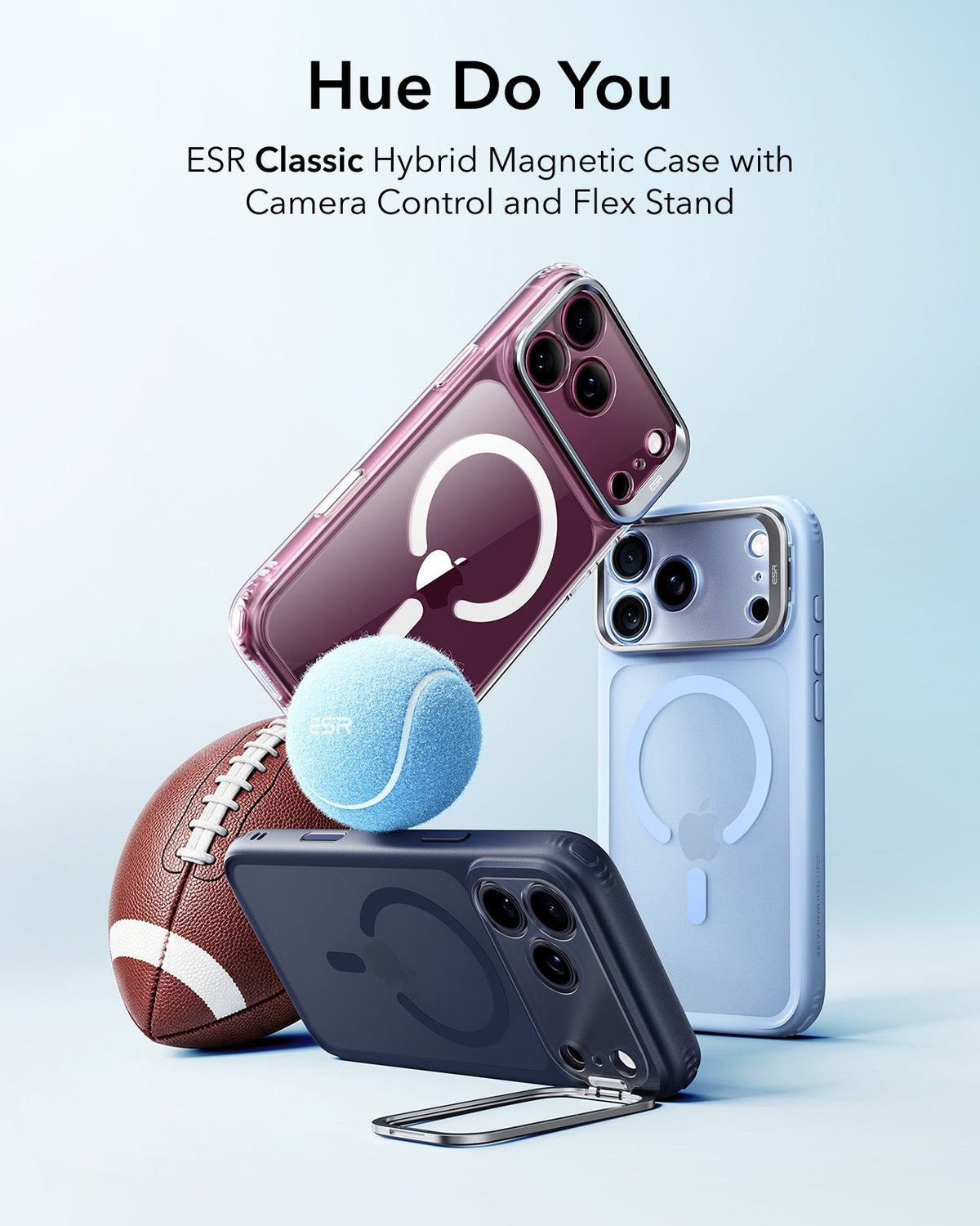 ESR Frosted Misty Blue iPhone 18 Pro Max Magsafe Slim Phone Case with Stand Hue Do You