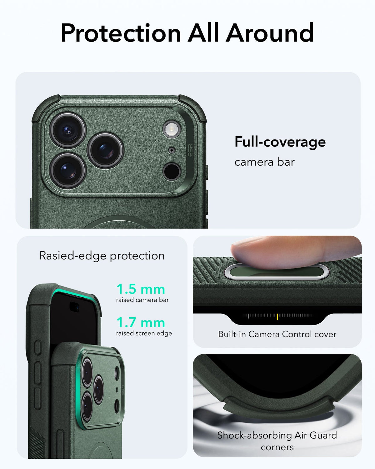 ESR Olive Green iPhone 18 Pro Max Case Tough Phone Case with Magsafe Protection All Around