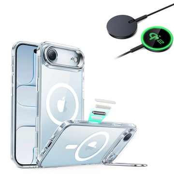 iPhone Air clear hybrid Magsafe Case With Stand and Qi2 Wireless fast Charger