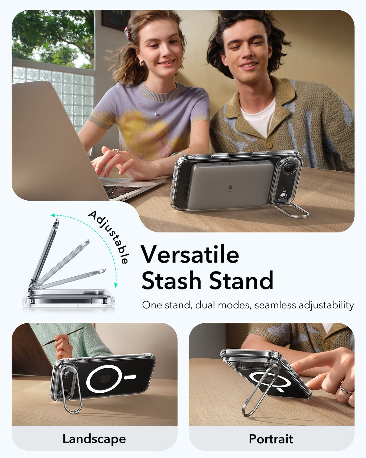 iPhone 17 Air Classic Hybrid Magsafe Case Clear Versatile Stash Stand