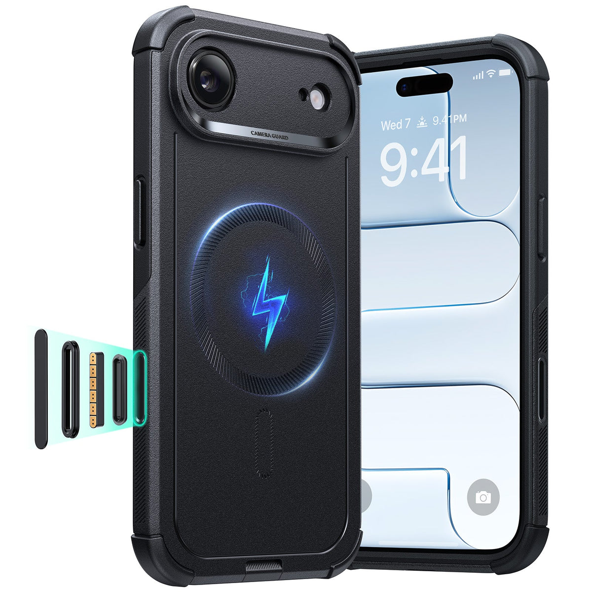 Black iPhone Air Cyber Tough SGS-certified protection Magnetic Case (Camera Control) 
