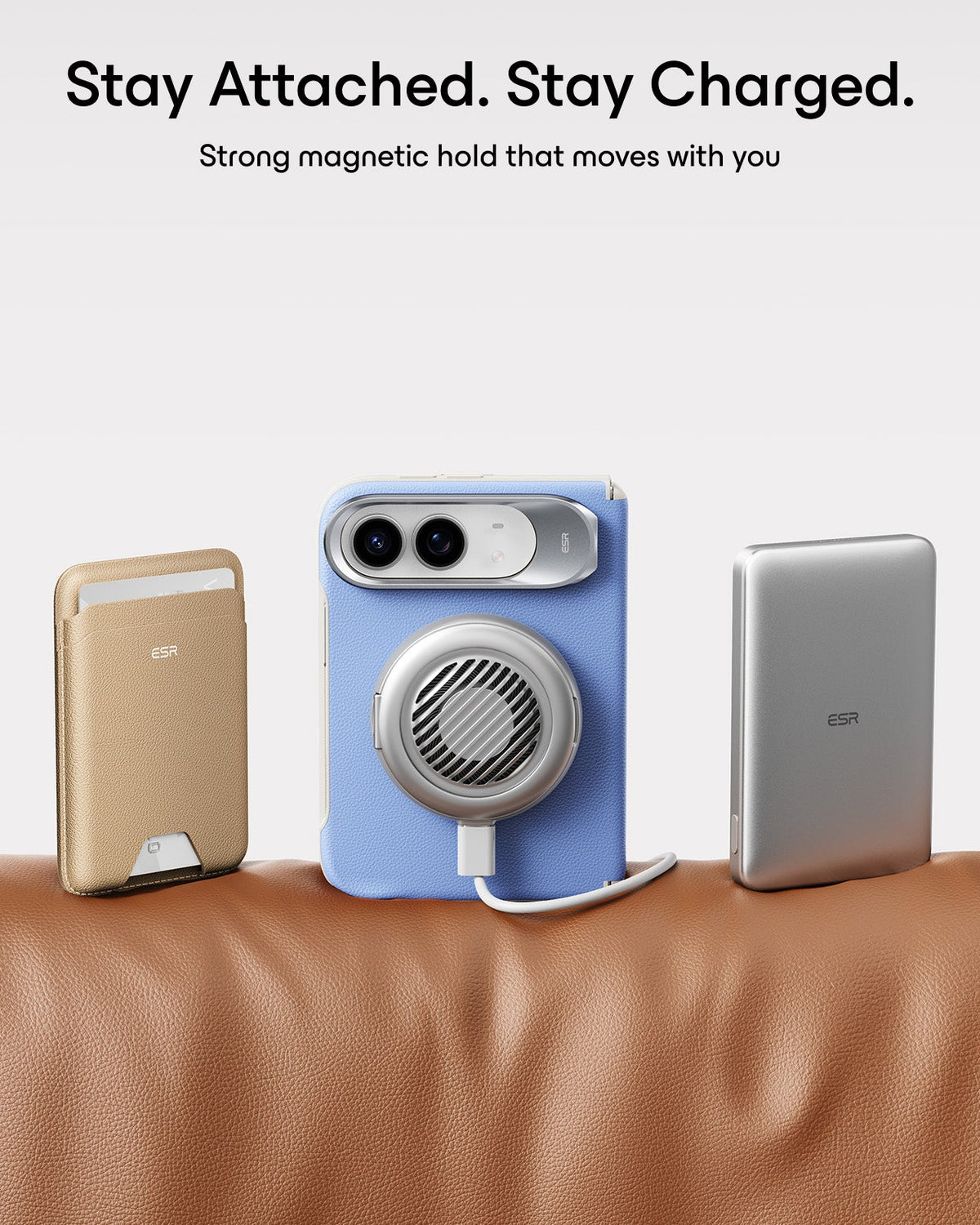 Misty Vegan Leather iPhone Duo Magsafe Case with Stand Stay Attached. Stay Charged.