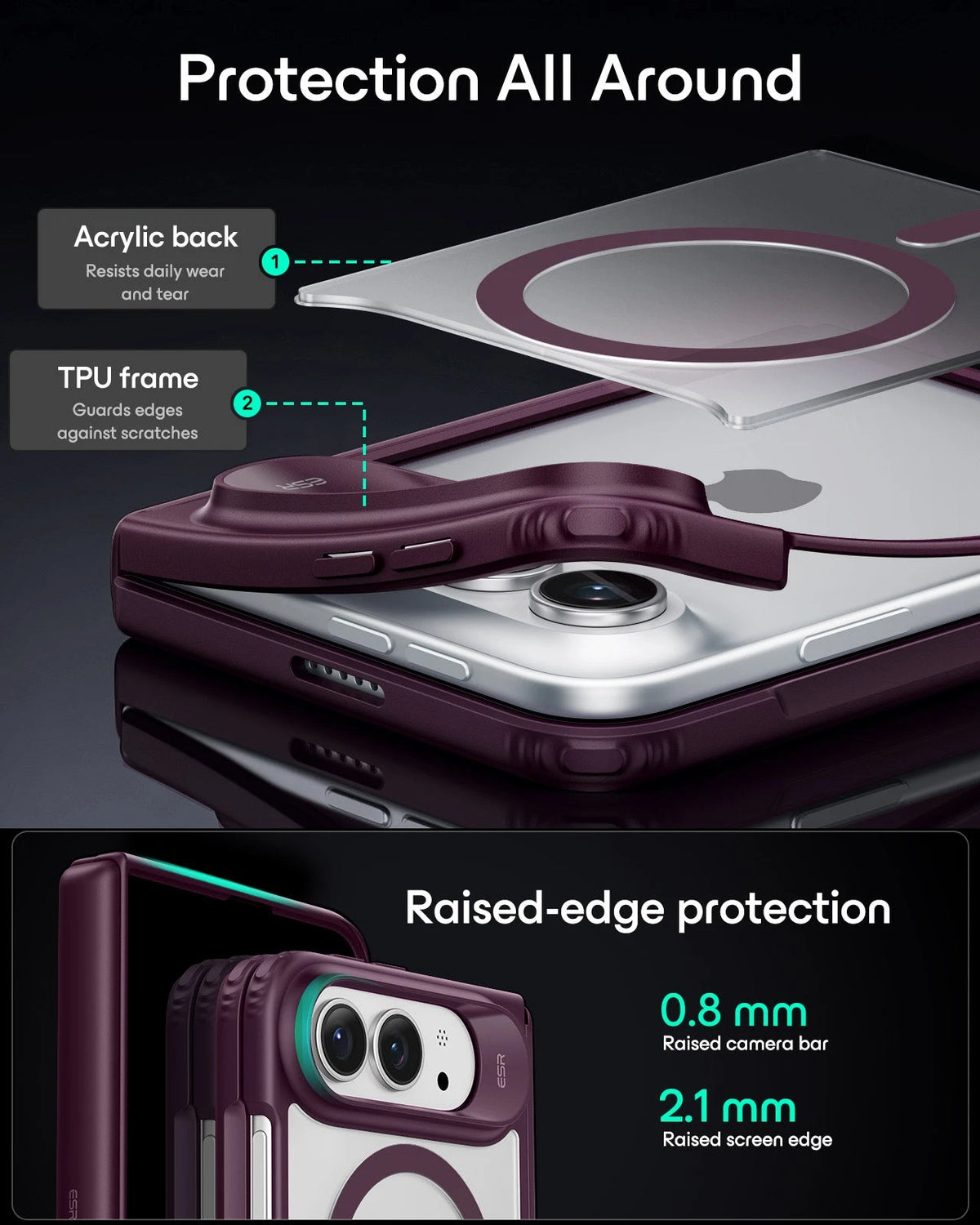 Deep Burgundy iPhone Duo Magsafe Slim Phone Case Protection All Around