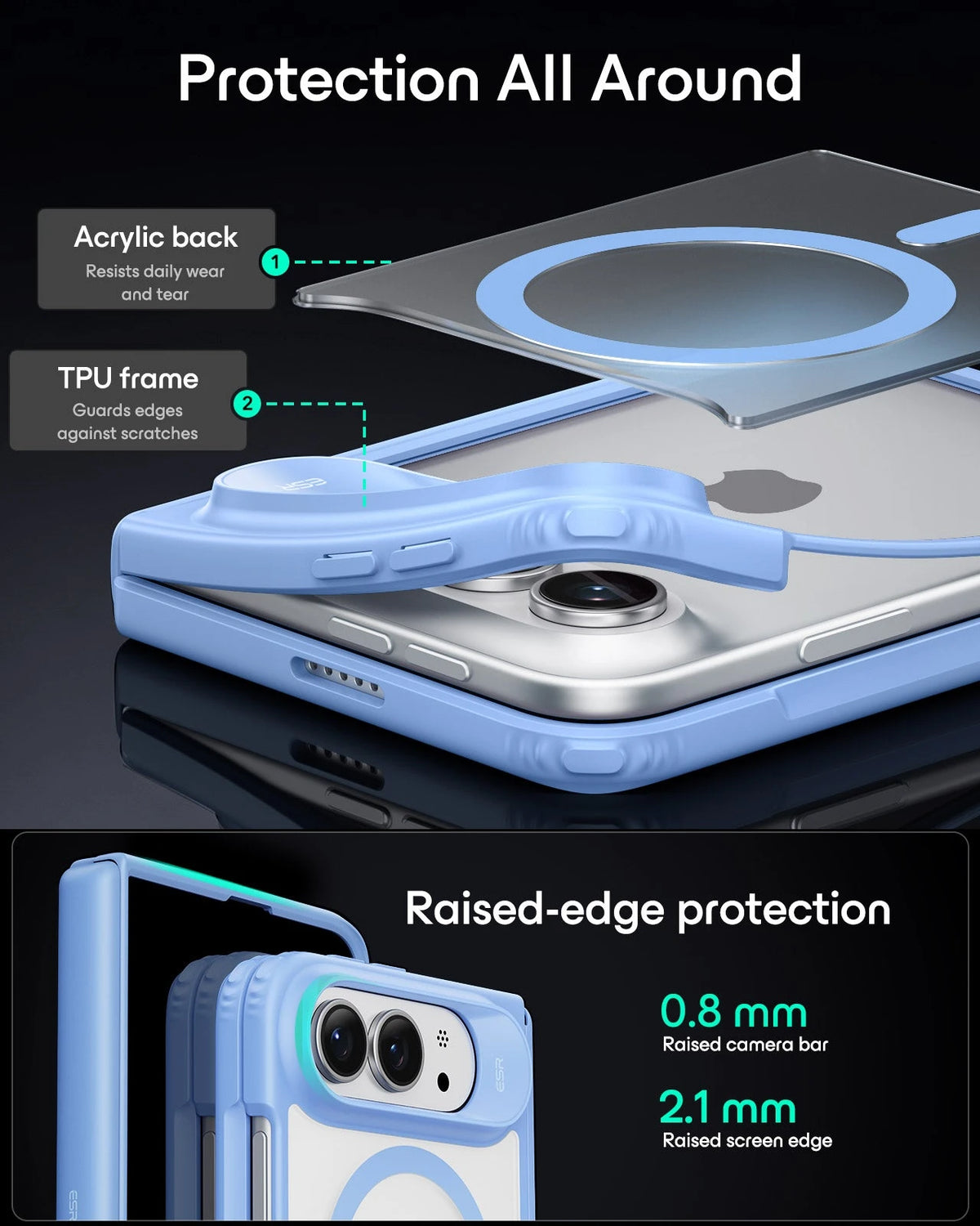 Misty Blue iPhone Duo Magsafe Slim Phone Case Protection All Around