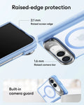 Frosted Misty Blue iPhone 18 Pro Max Magsafe Slim Phone Case with Stand Raised-Edge Protection