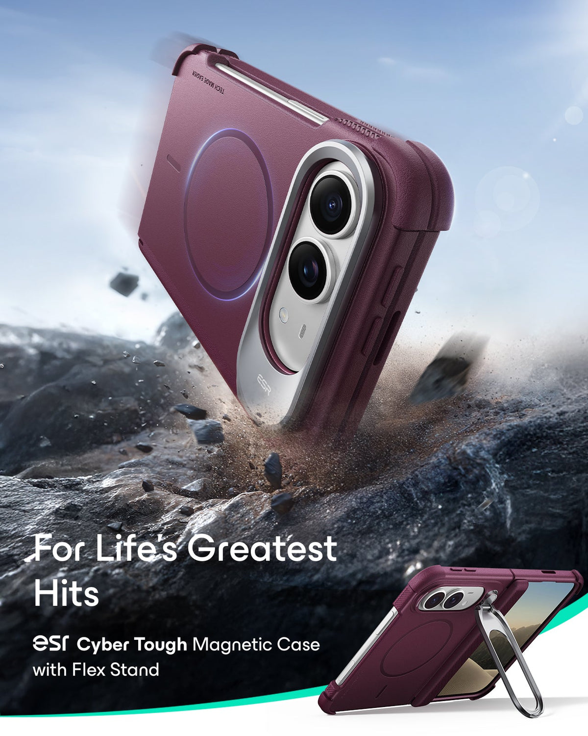 Deep Burgundy iPhone Duo Tough Phone Case Magsafe with Stand For Life's Greatest Hits