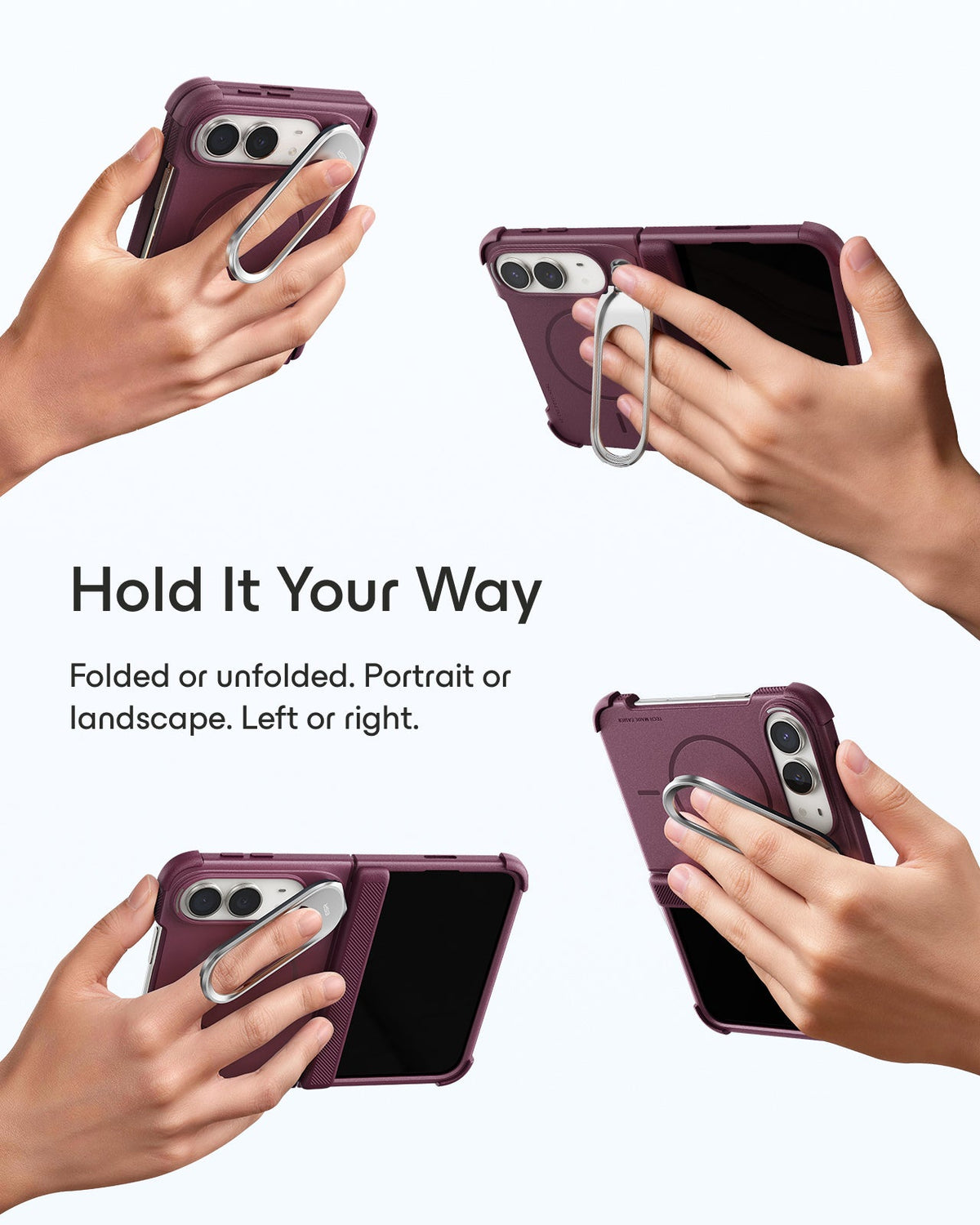 Deep Burgundy iPhone Duo Tough Phone Case Magsafe with Stand Hold It Your Way