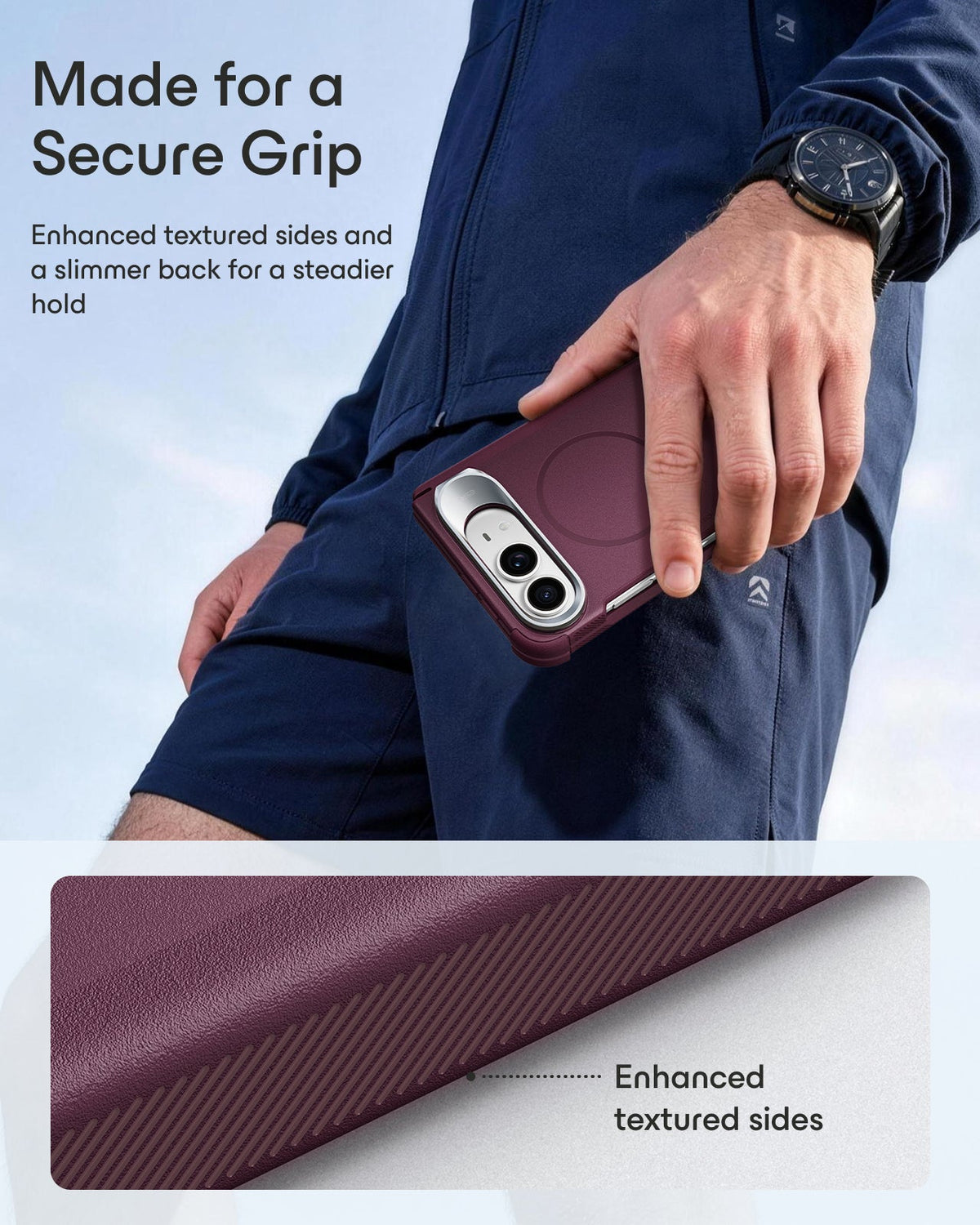 Deep Burgundy iPhone Duo Tough Phone Case Magsafe with Stand Made for a Secure Grip