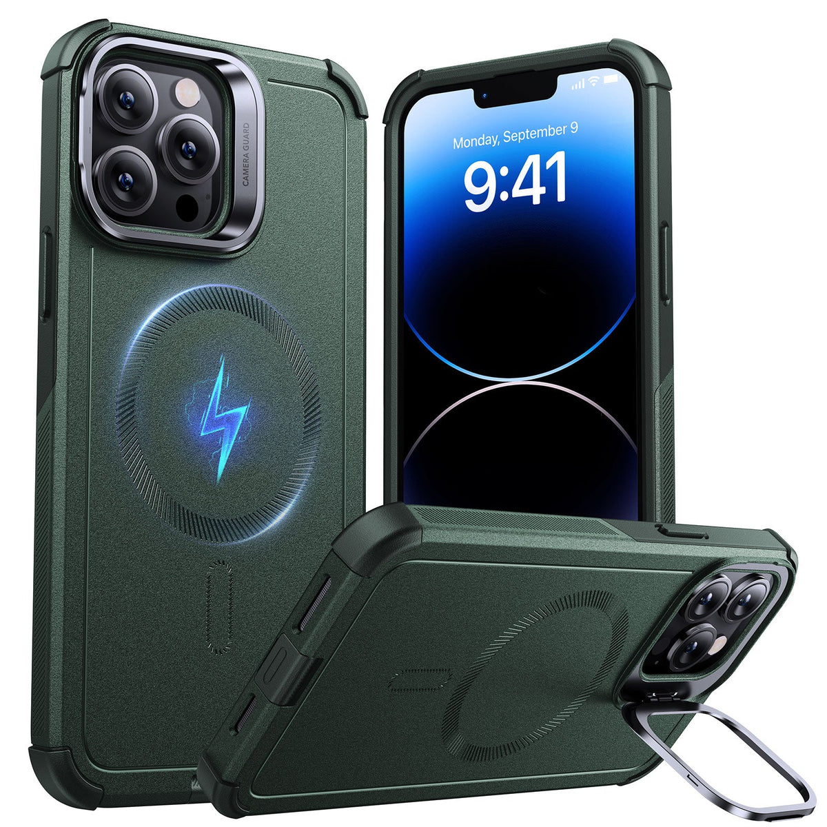 iPhone 13 Pro Max Cyber Tough Magnetic Case (Stash Stand) - Green ESR ESR