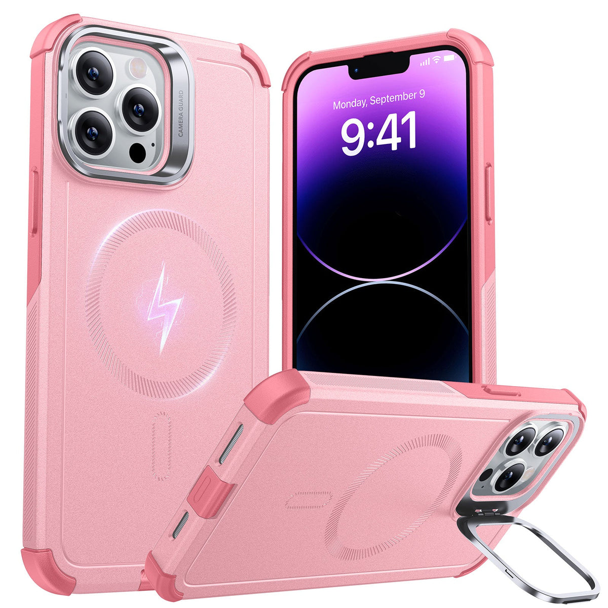 iPhone 13 Pro Max Cyber Tough Magnetic Case (Stash Stand) - Pink ESR ESR