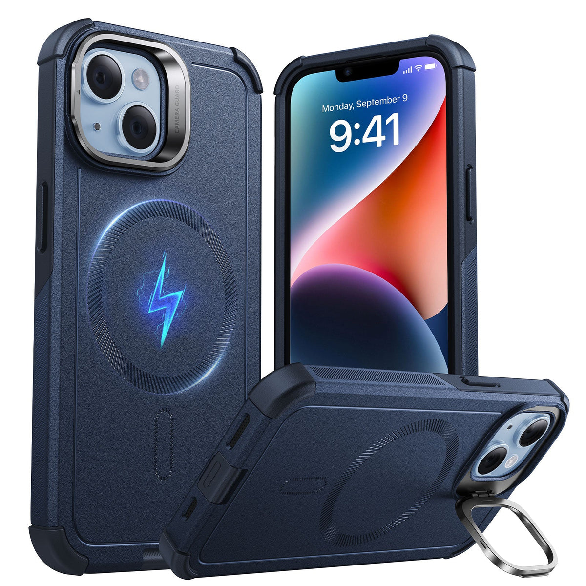 iPhone 14/13 Cyber Tough Magnetic Case (Stash Stand) - Dark Blue ESR ESR