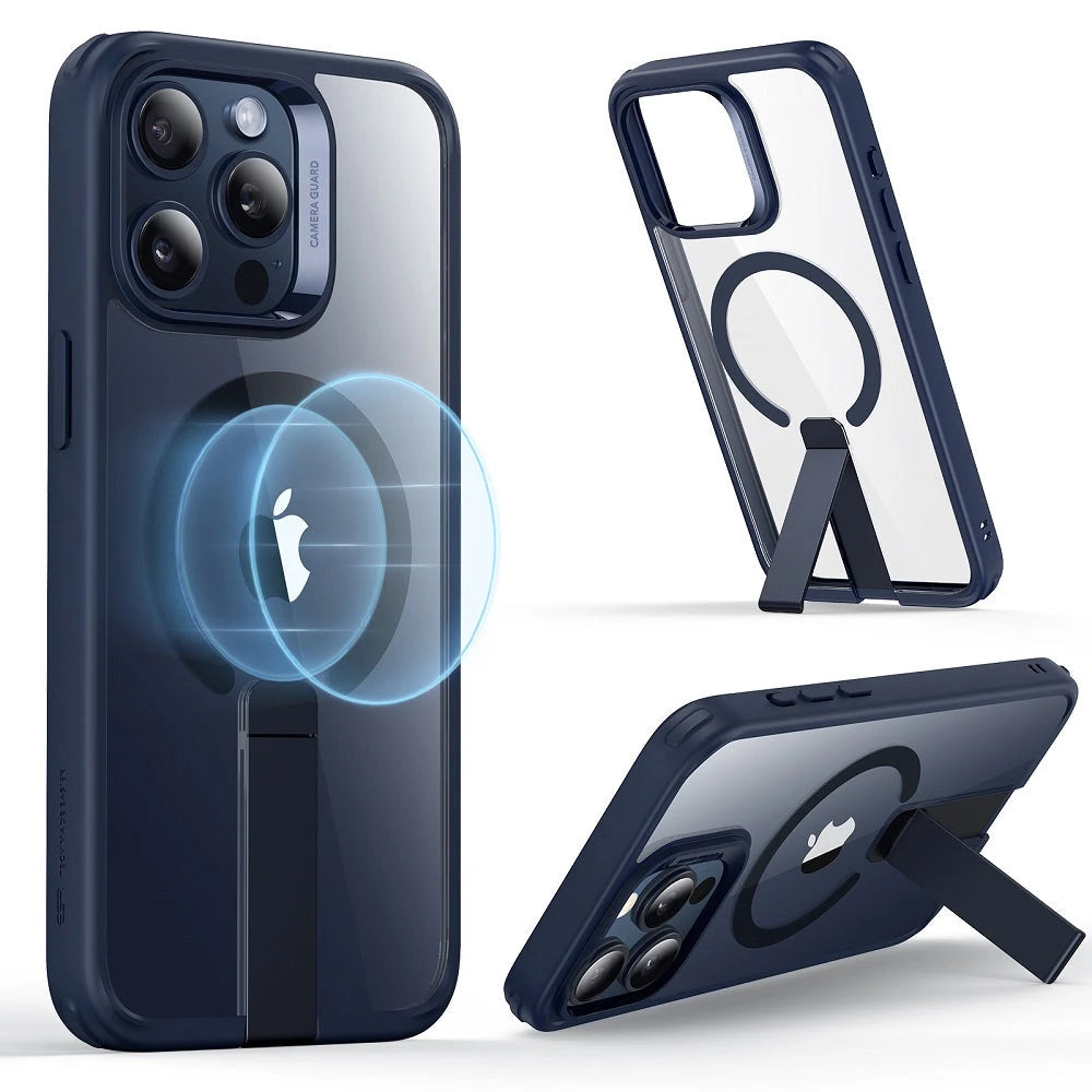 iPhone 15 Pro Boost Flickstand Case (HaloLock) - Clear Dark Blue ESR