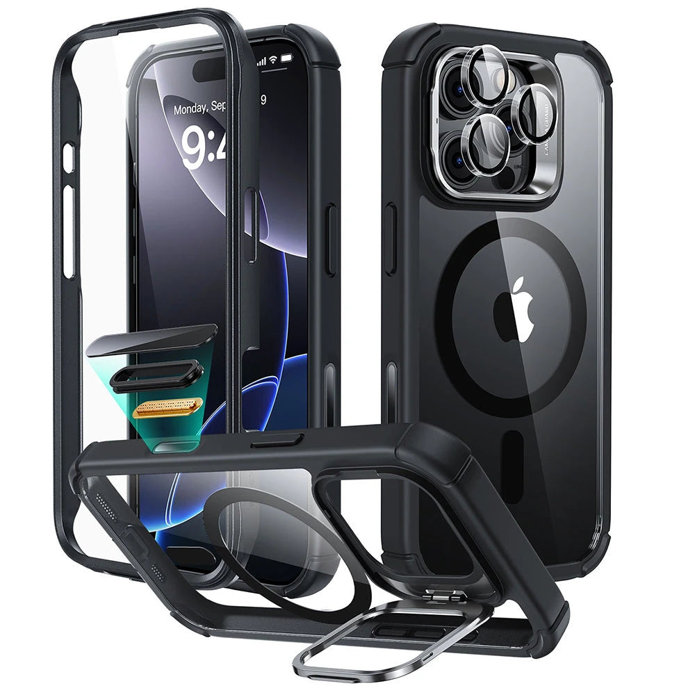 iPhone 16 Pro Armor Tough Magnetic Case (Camera Control, Stash Stand) - Clear Black ESR ESR