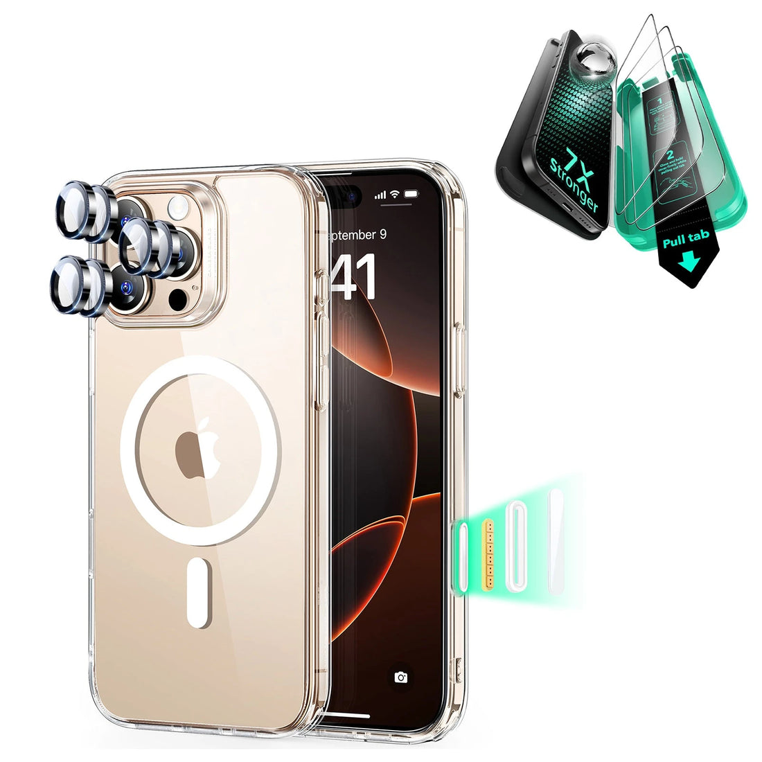 iPhone 16 Pro Classic Hybrid Magnetic Case (Camera Control) & Screen Protection Bundle - Clear ESR ESR