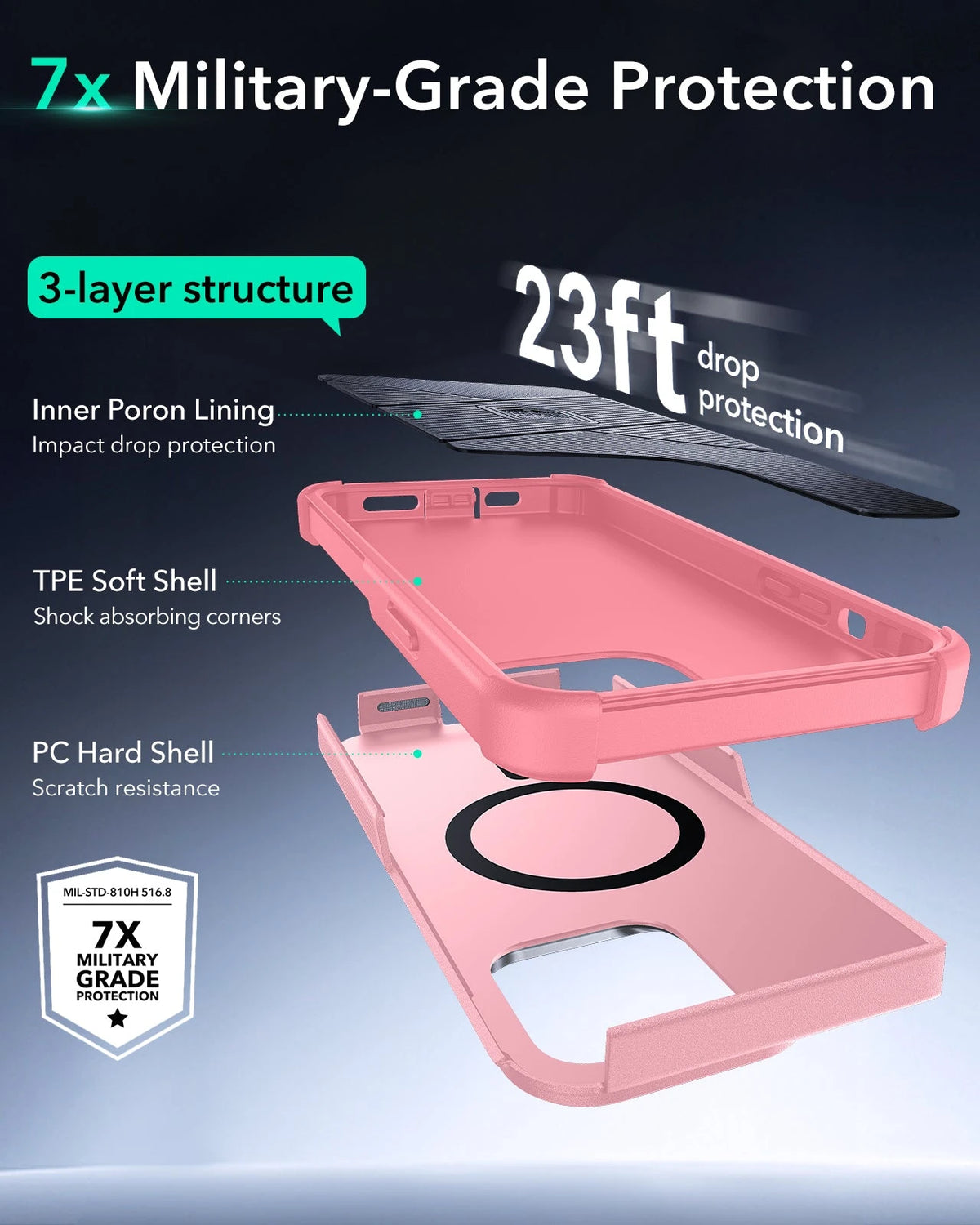 iPhone 13 Pro Max Cyber Tough Magnetic Case (Stash Stand) - Pink ESR ESR