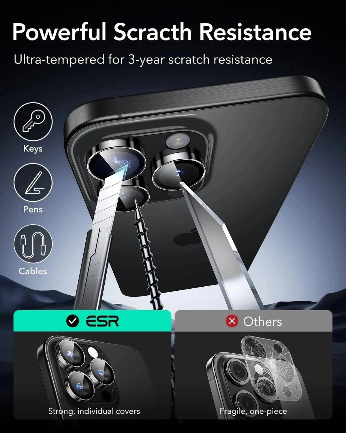iPhone 16 Pro Cyber Tough Magnetic Case Privacy Protection Bundle (Camera Control, Stash Stand) - Black ESR ESR