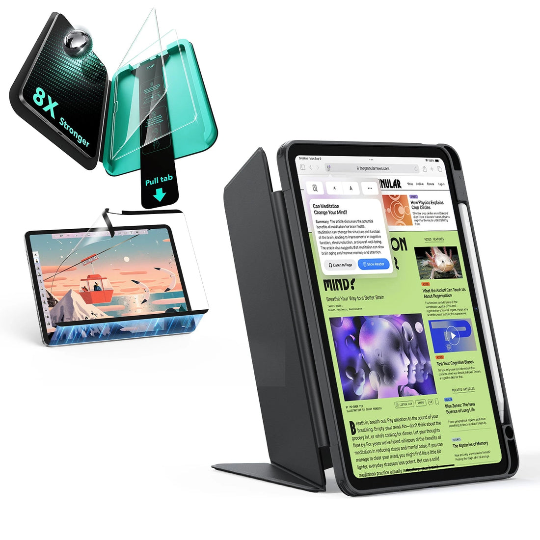 iPad 11" (A16, 2025) Flip Transformation Bundle - Black - ESR 